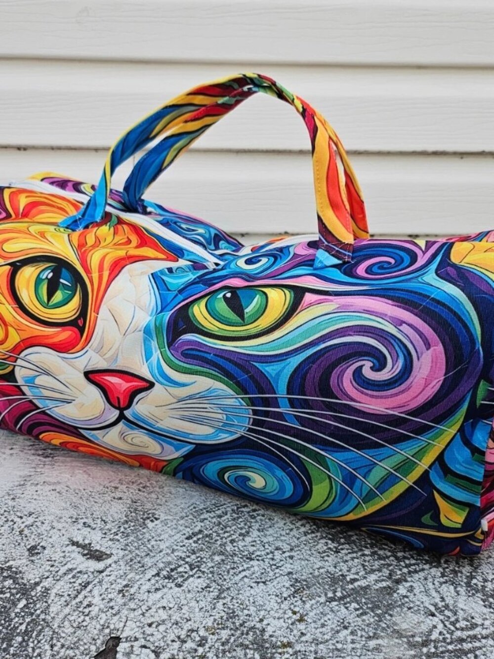 Duffle Bag Cat Print Multi Color Very Light Weight Gym Travel Bag Unbranded - Picture 3 of 11